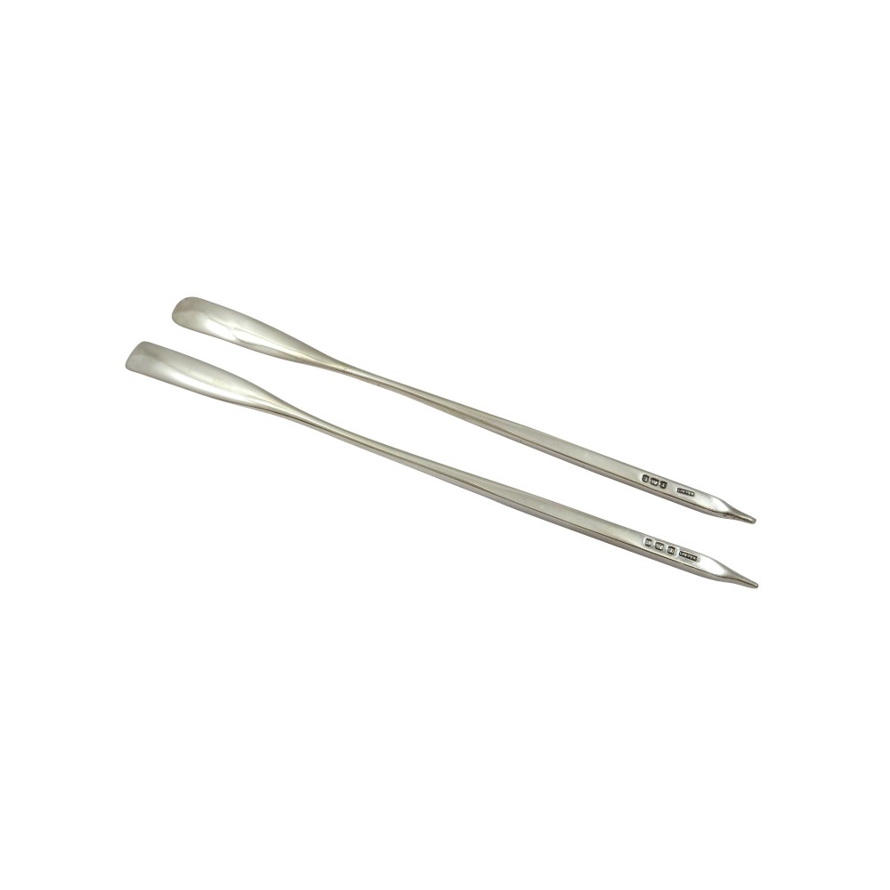 Pair of Antique Sterling Silver Rowing Oar Cocktail Stirrers 1935