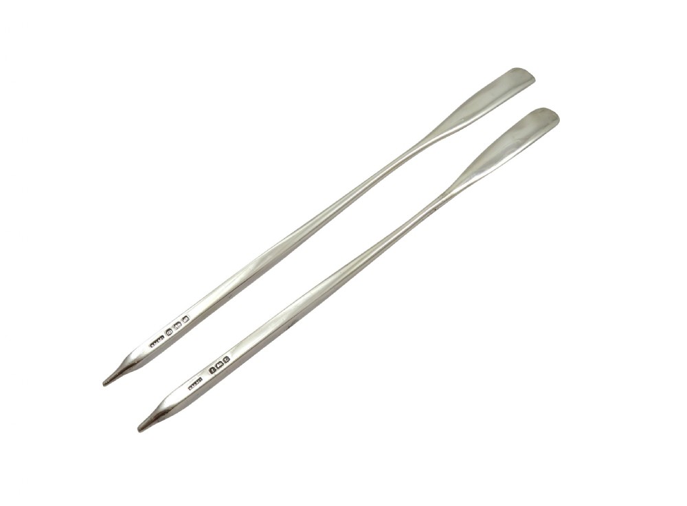 Pair of Antique Sterling Silver Rowing Oar Cocktail Stirrers 1935 View IV