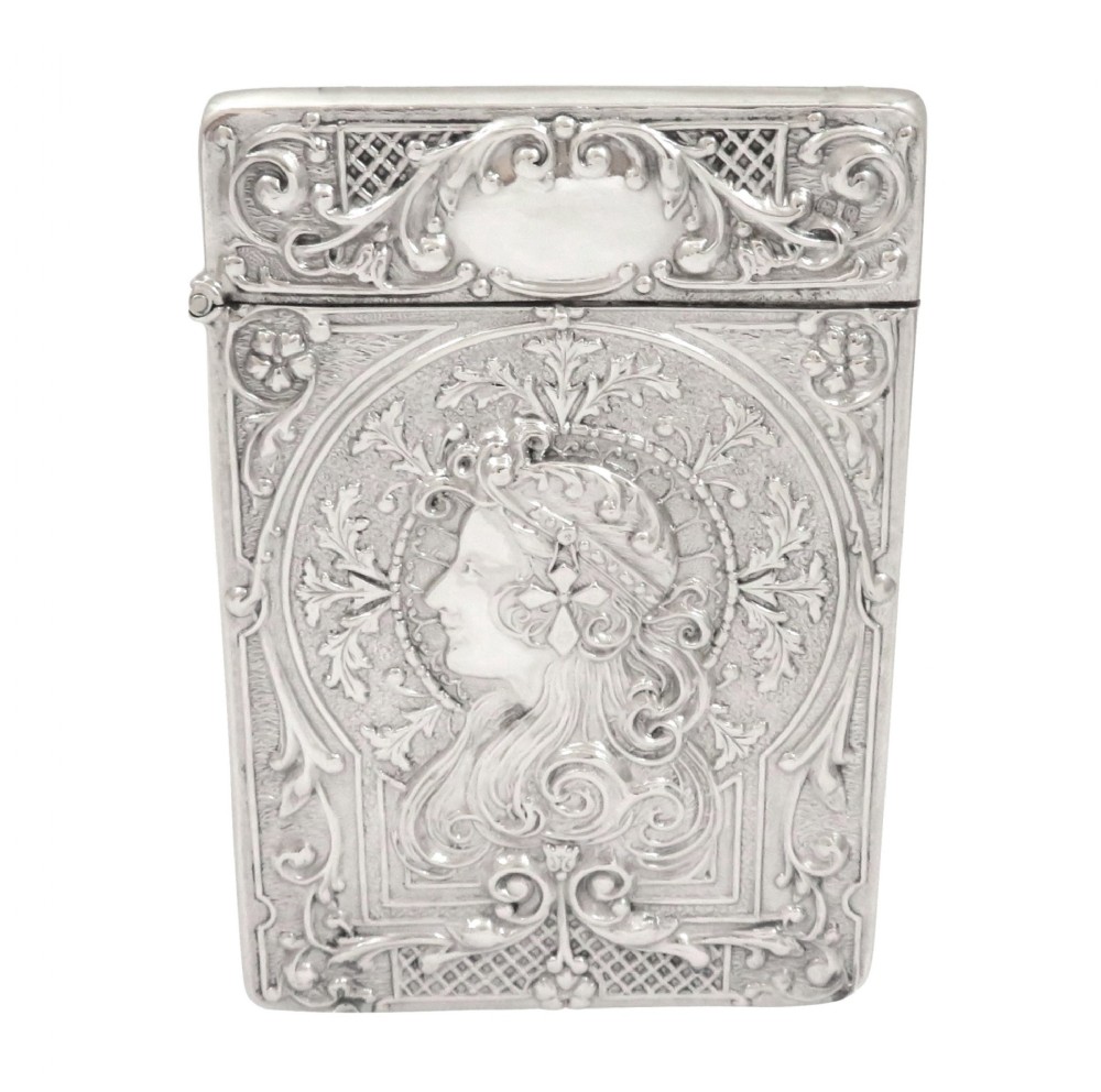 Antique Art Nouveau Sterling Silver Card Case 1902