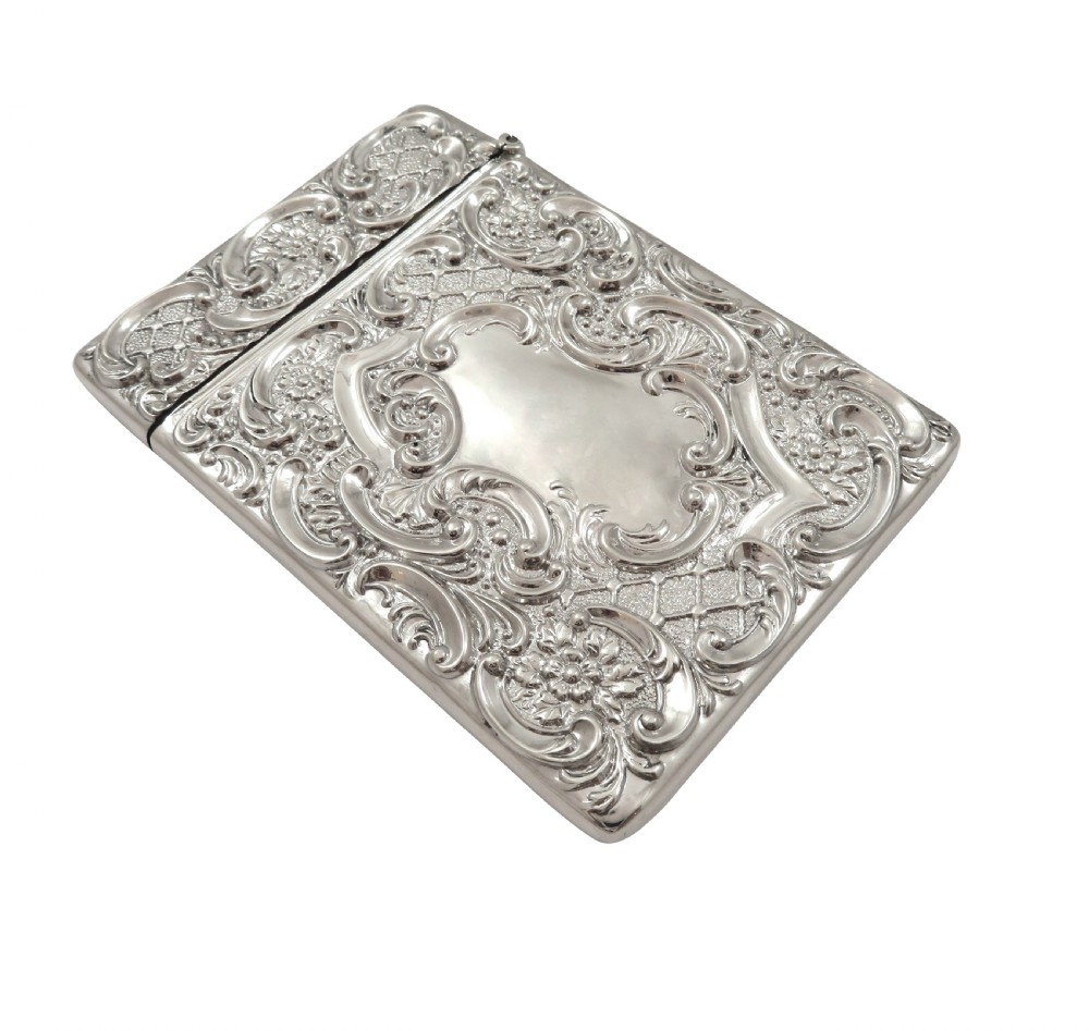 Antique Art Nouveau Sterling Silver Card Case 1902 View III