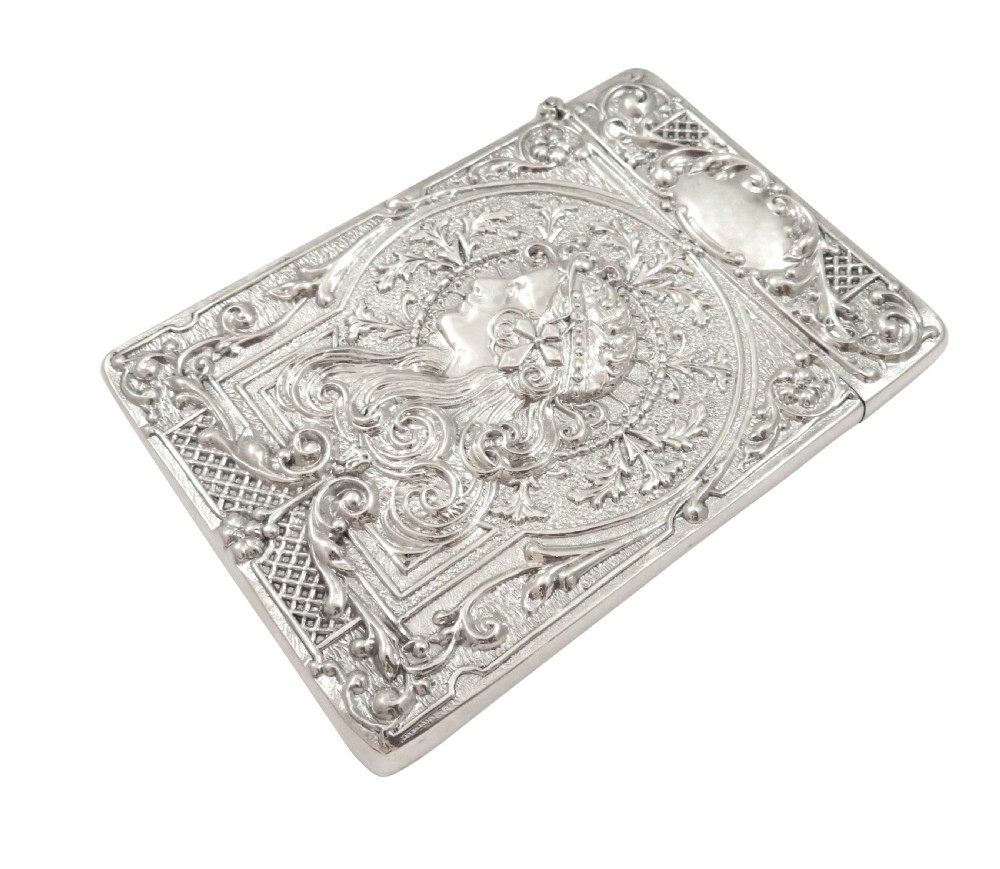 Antique Art Nouveau Sterling Silver Card Case 1902 View VII