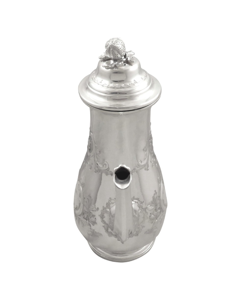Antique Victorian Sterling Silver Coffee Pot 1850 View V