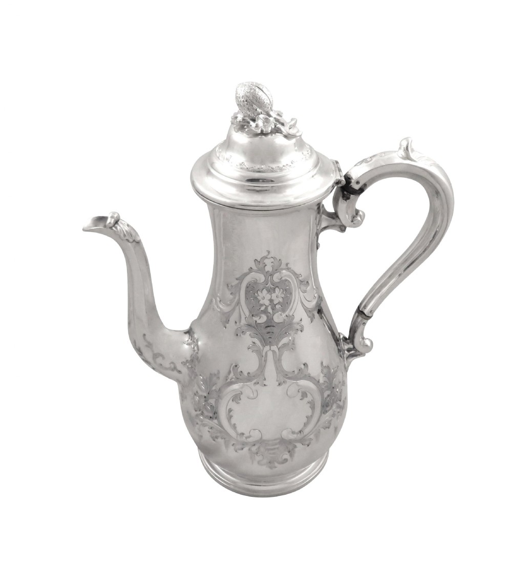 Antique Victorian Sterling Silver Coffee Pot 1850 View VIII