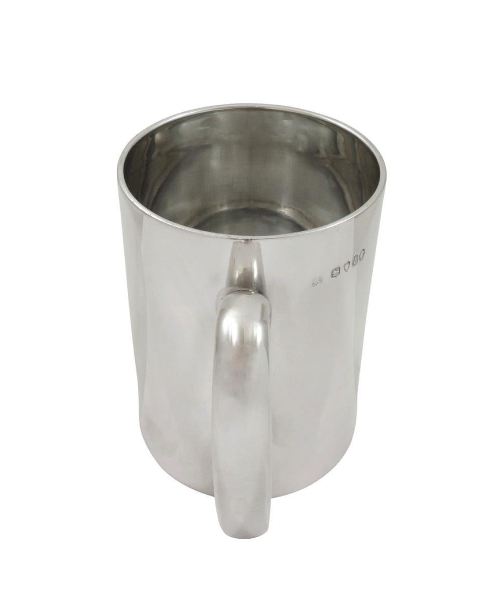 Antique Victorian Sterling Silver Tankard / Mu with Glass Base 1876 View V