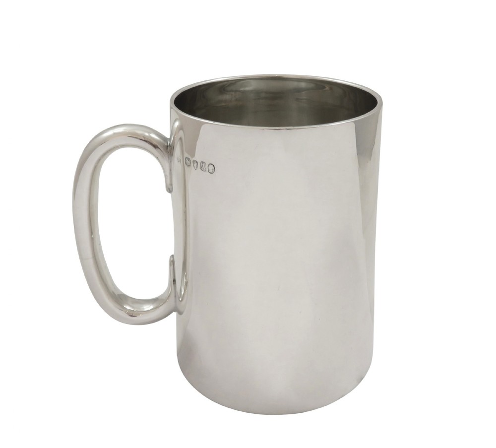 Antique Victorian Sterling Silver Tankard / Mu with Glass Base 1876 View VI