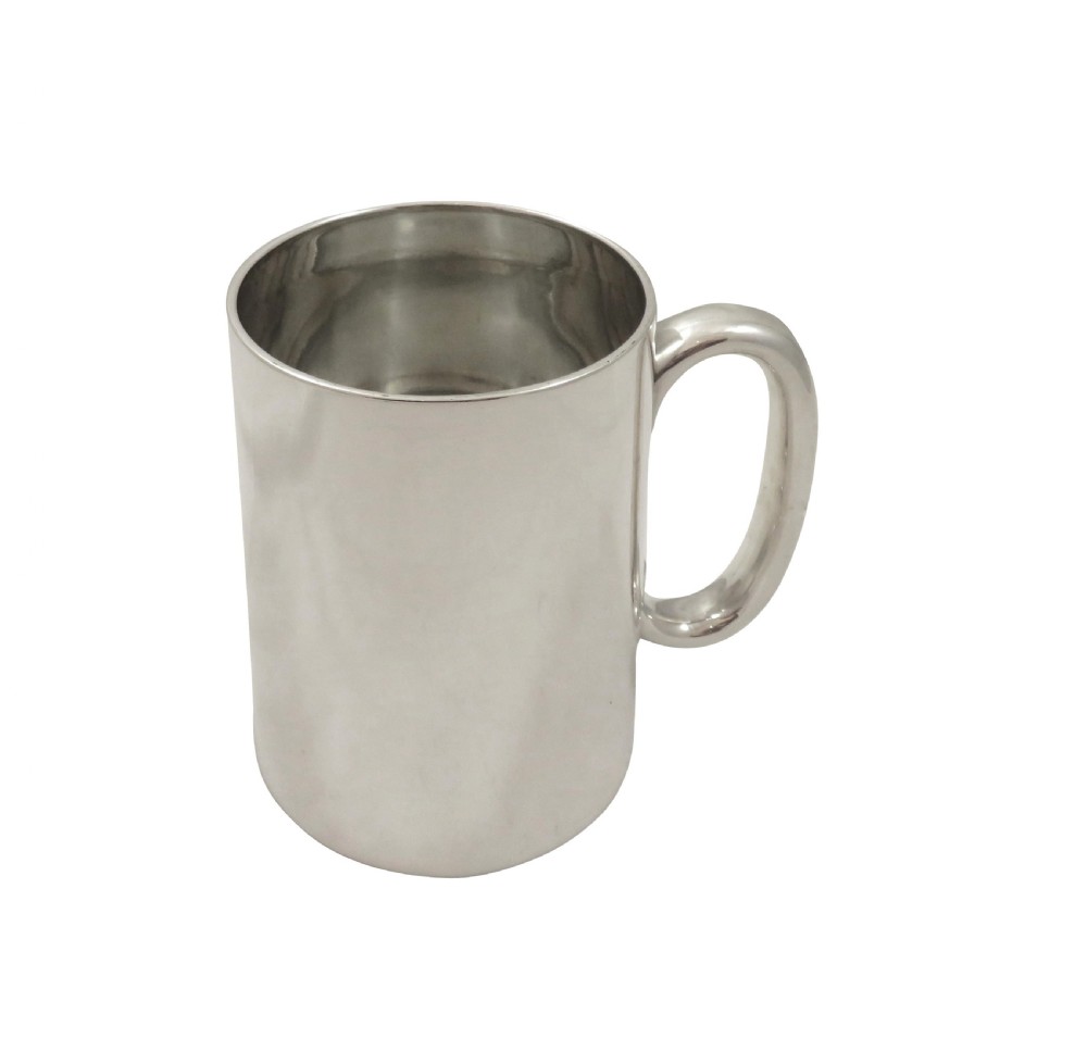 Antique Victorian Sterling Silver Tankard / Mu with Glass Base 1876 View VIII