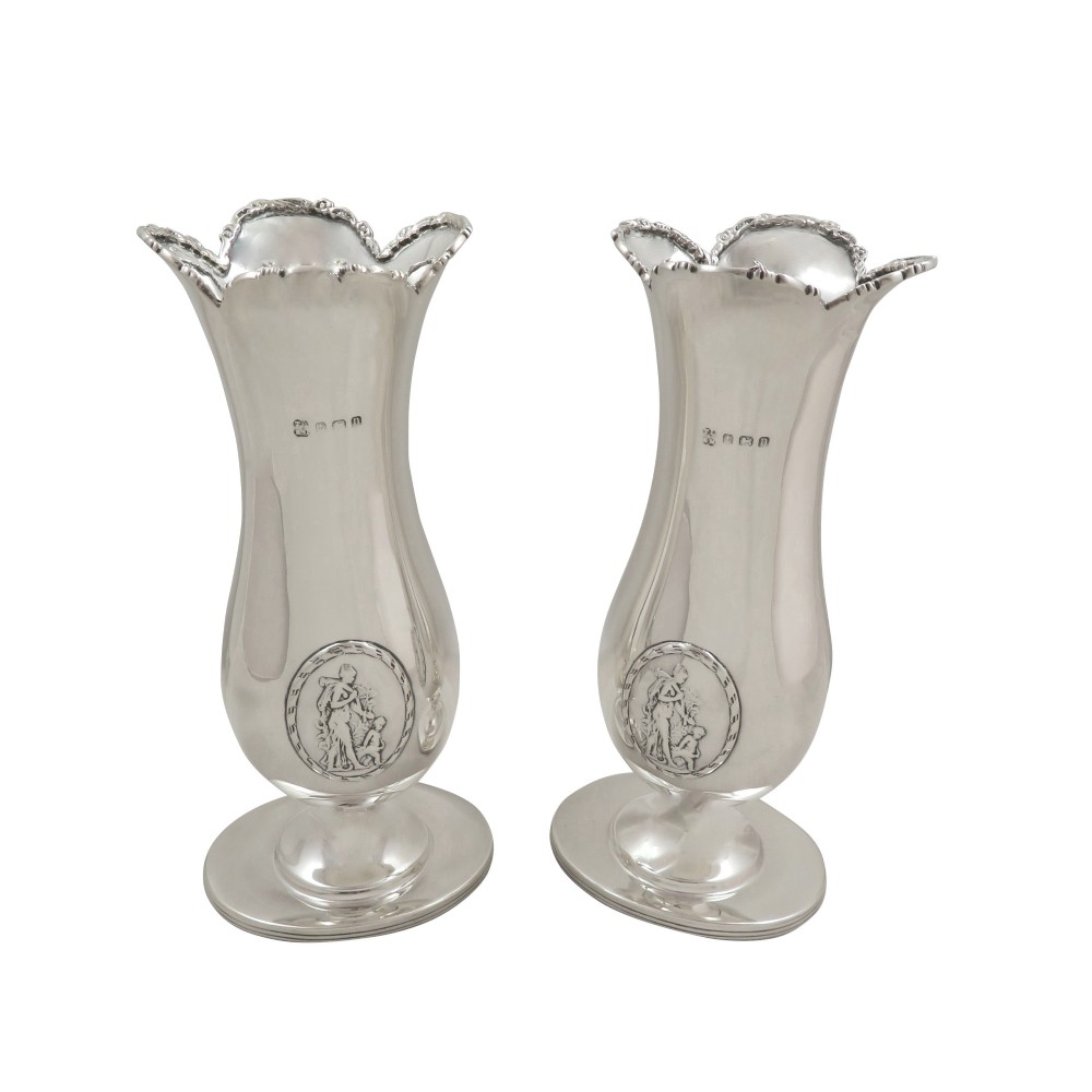 Pair of Antique Sterling Silver 6 1/2