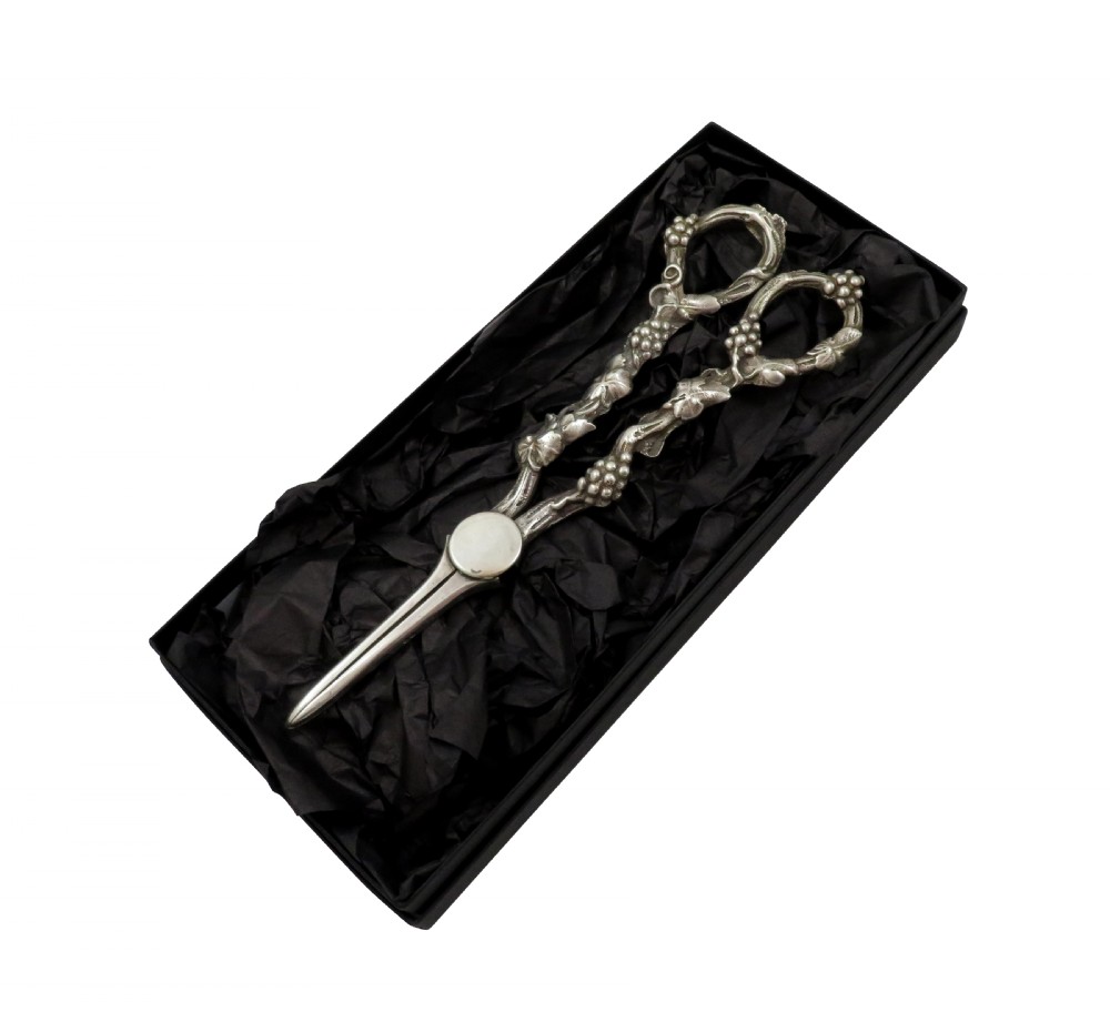 Pair of Antique Victorian Sterling Silver Grape Shears / Scissors 1889 View IX