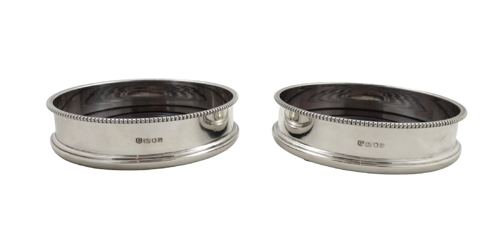 Pair of Vintage Sterling Silver Wine Coasters  View VI