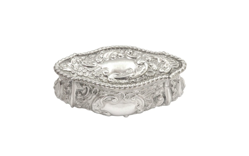 Antique Edwardian Sterling Silver Trinket Box 1901 View VI
