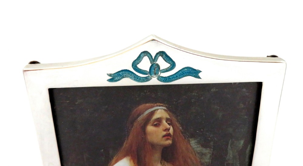 Antique Art Nouveau Sterling Silver & Enamel Photo Frame 1925 View III