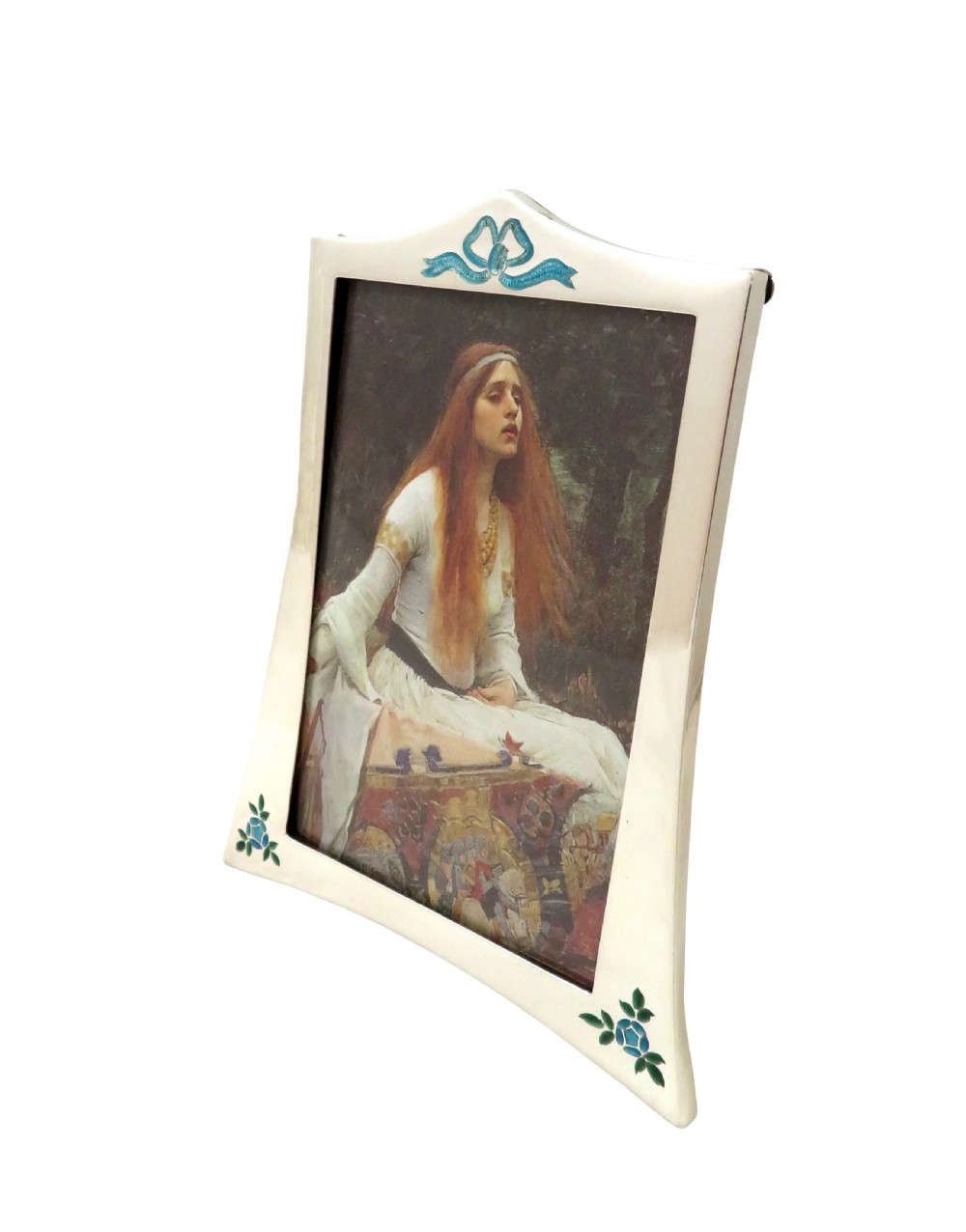 Antique Art Nouveau Sterling Silver & Enamel Photo Frame 1925 View IV