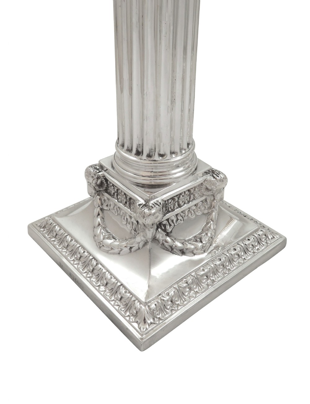 Pair of Antique Victorian Sterling Silver 'Rams Heads' Candlesticks 1890 View IV