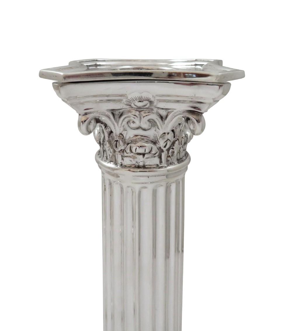 Pair of Antique Victorian Sterling Silver 'Rams Heads' Candlesticks 1890 View VII