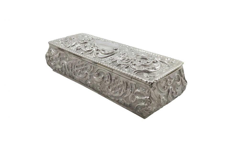 Antique Victorian Sterling Silver Trinket Box 1894 View V