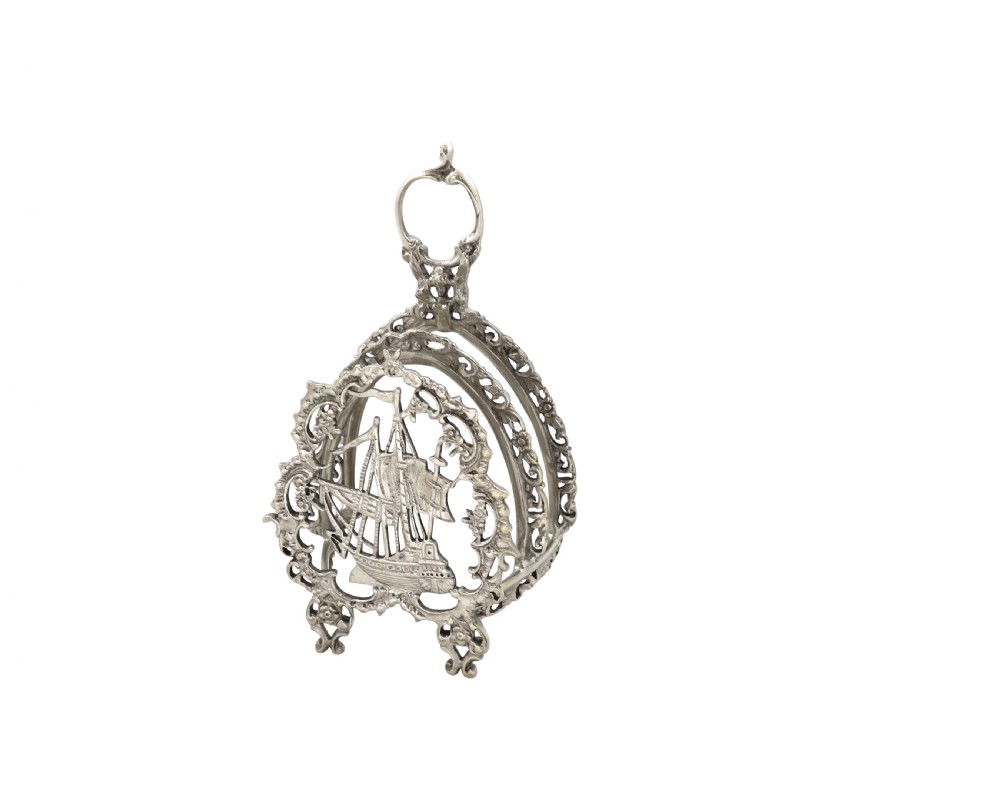 Antique Edwardian Sterling Silver 'Ship/Galleon' Toast Rack 1907 View III
