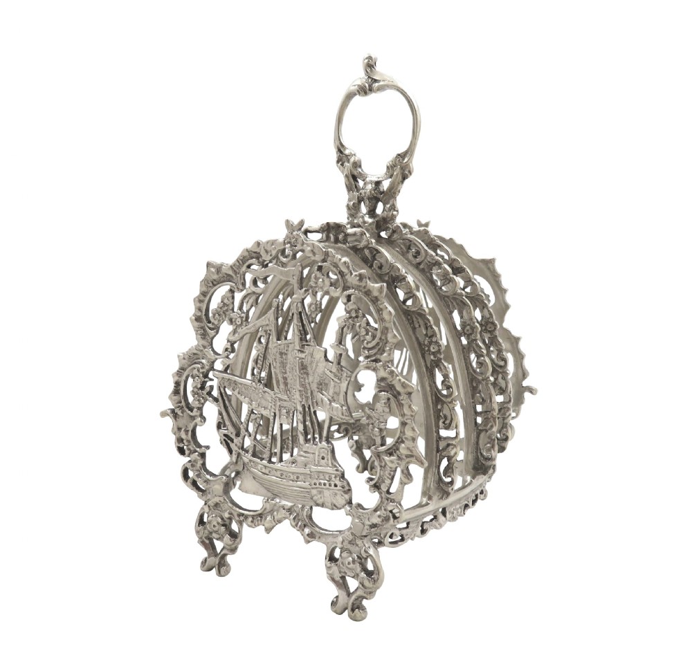 Antique Edwardian Sterling Silver 'Ship/Galleon' Toast Rack 1907 View VI