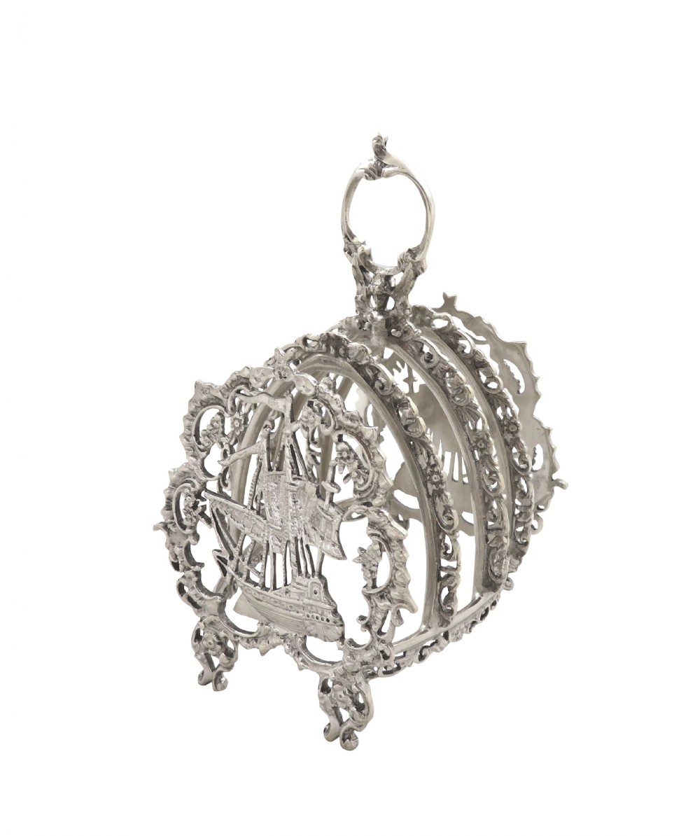 Antique Edwardian Sterling Silver 'Ship/Galleon' Toast Rack 1907 View VIII