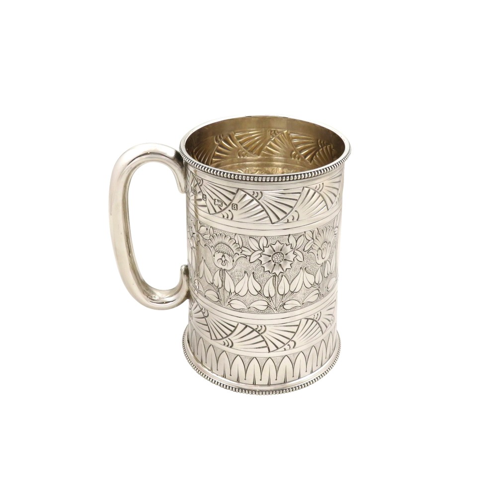 Antique Victorian Sterling Silver Pint Tankard / Mug 1900