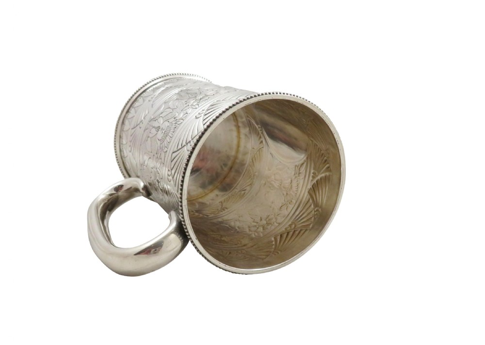 Antique Victorian Sterling Silver Pint Tankard / Mug 1900 View VII