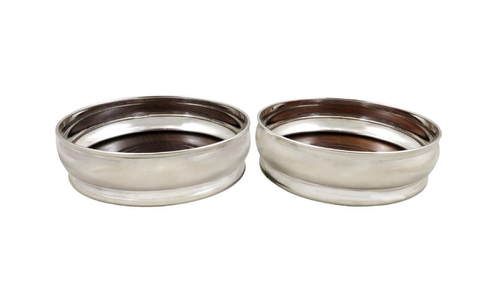 Pair of Vintage Sterling Silver Wine / Champagne Coasters View II