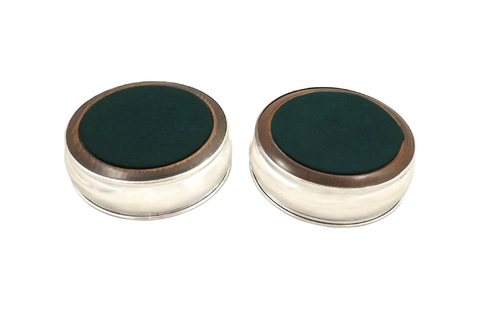 Pair of Vintage Sterling Silver Wine / Champagne Coasters View III