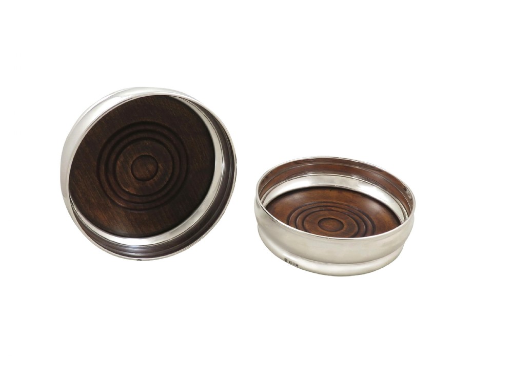 Pair of Vintage Sterling Silver Wine / Champagne Coasters View V