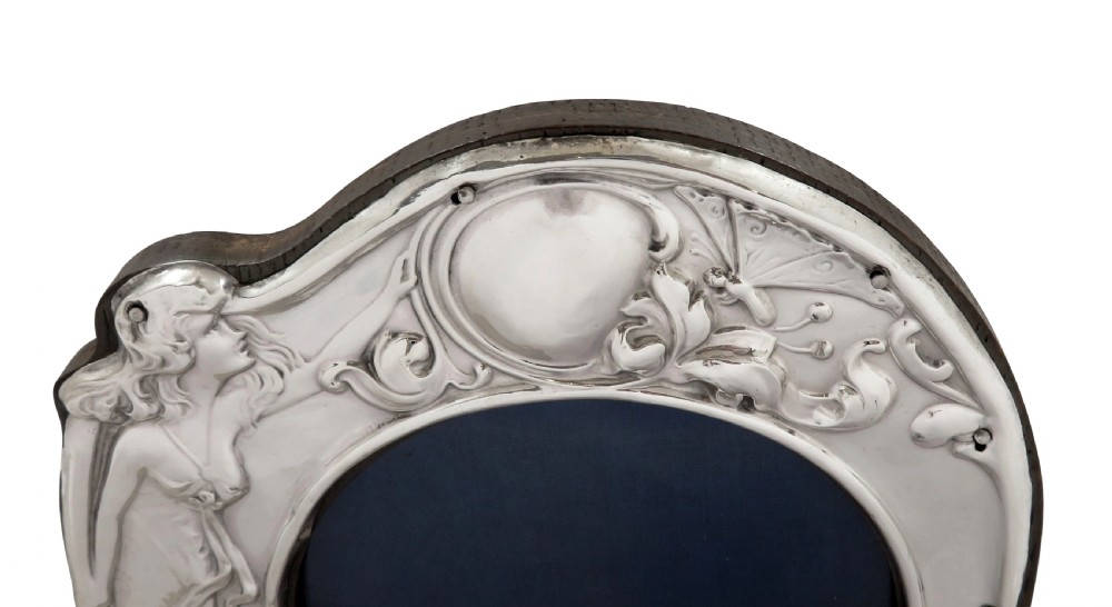 Antique Art Nouveau Sterling Silver Photo Frame 1908 View II
