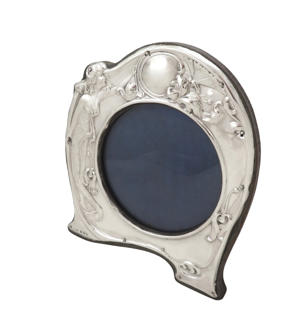 Antique Art Nouveau Sterling Silver Photo Frame 1908 View IV