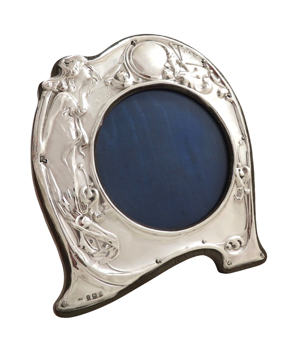 Antique Art Nouveau Sterling Silver Photo Frame 1908 View X