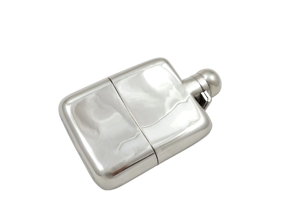 Antique George V Sterling Silver Hip Flask with Cup 1923 View V