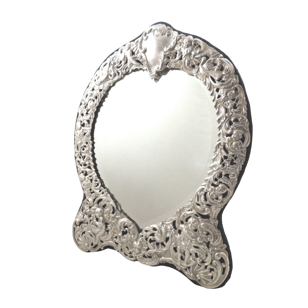 Antique Edwardian Sterling Silver Dressing Table Mirror 1905