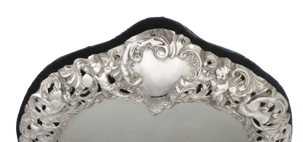 Antique Edwardian Sterling Silver Dressing Table Mirror 1905 View II