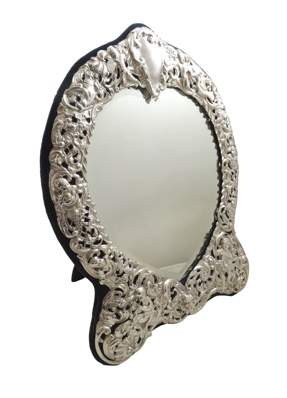 Antique Edwardian Sterling Silver Dressing Table Mirror 1905 View X