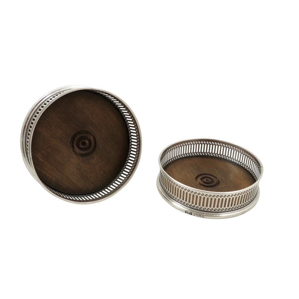 Pair of Vintage Sterling Silver Wine Coasters