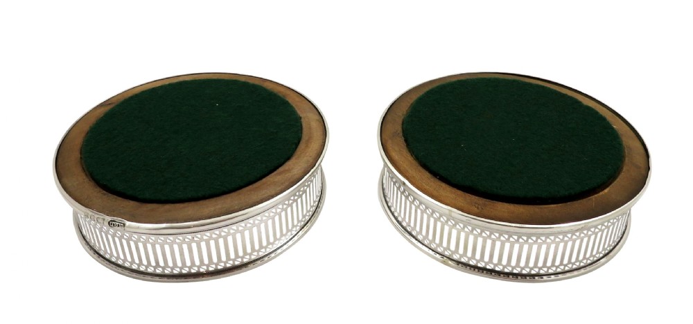 Pair of Vintage Sterling Silver Wine Coasters View IV