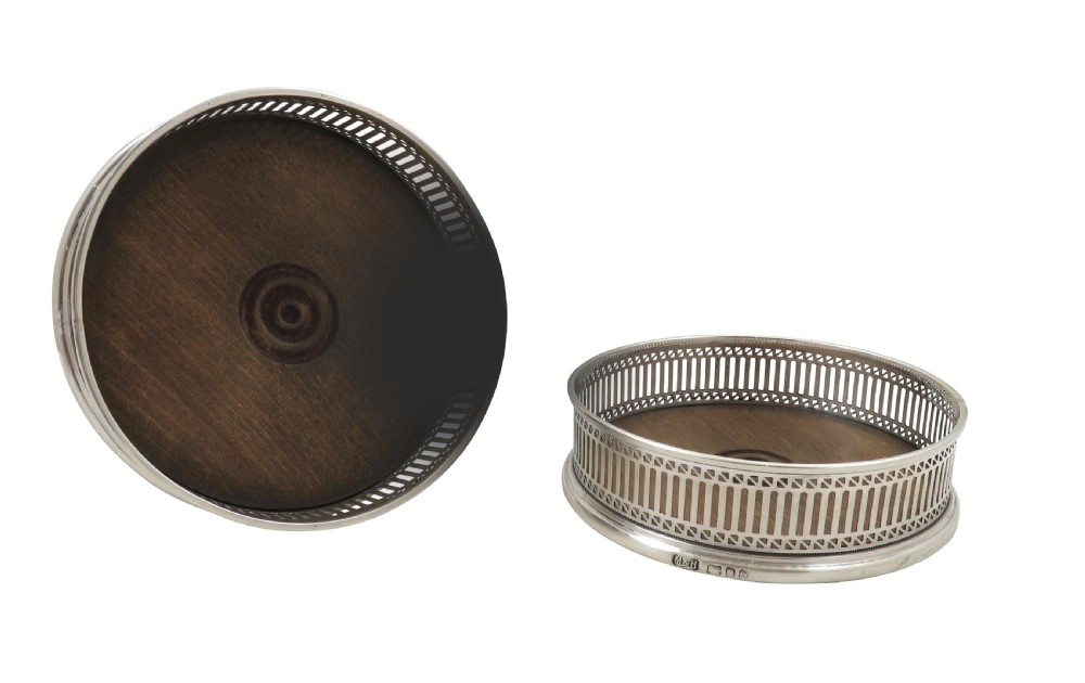 Pair of Vintage Sterling Silver Wine Coasters View VII