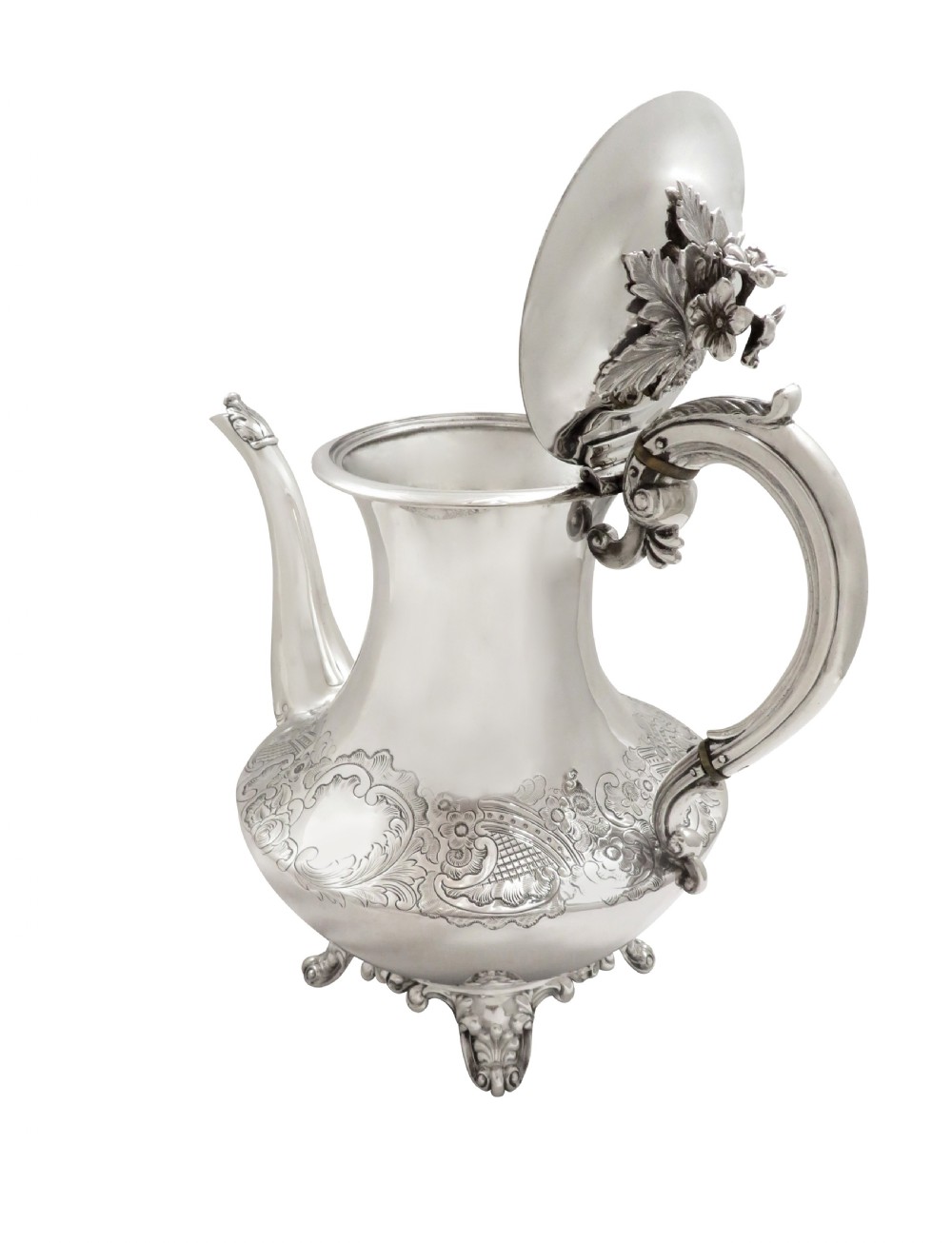 Antique Early Victorian Sterling Silver Coffee Pot 1839 View VI