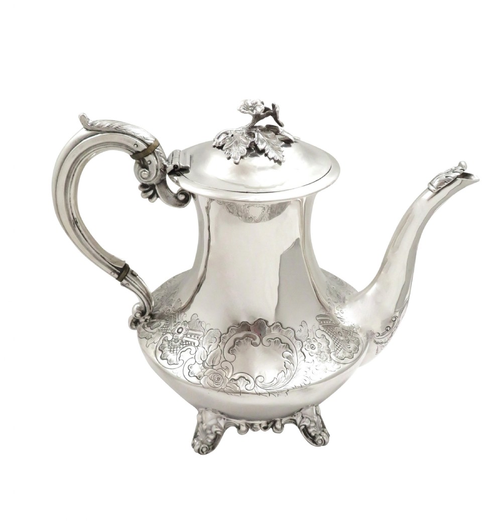 Antique Early Victorian Sterling Silver Coffee Pot 1839 View VIII