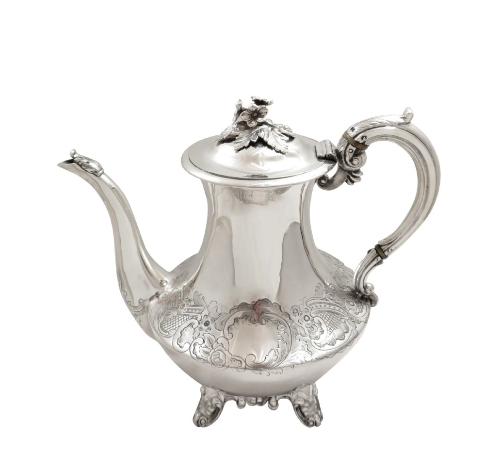 Antique Early Victorian Sterling Silver Coffee Pot 1839 View X