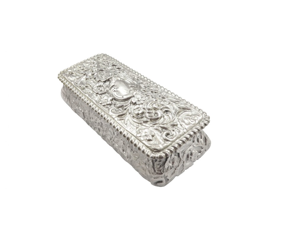Antique Victorian Sterling Silver Trinket Box 1895 View VIII