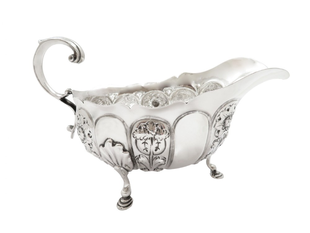 Antique Victorian Sterling Silver Sauce Boat / Jug 1893 View VIII