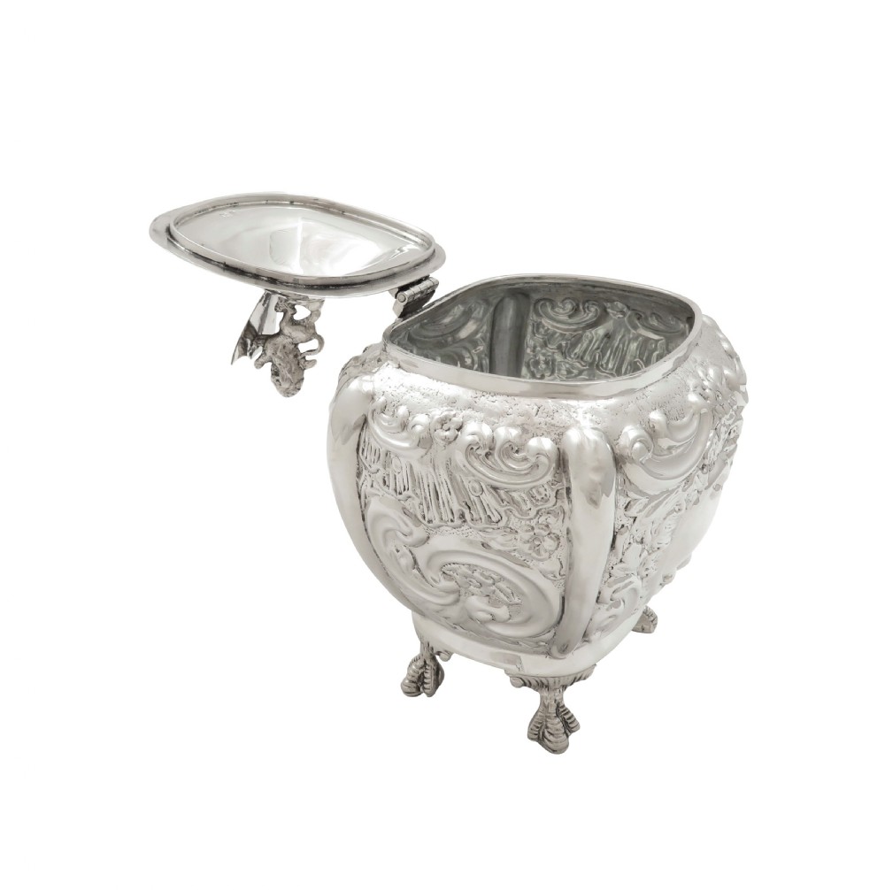 Antique Edwardian Sterling Silver 'Lion' Caddy 1905 View VII