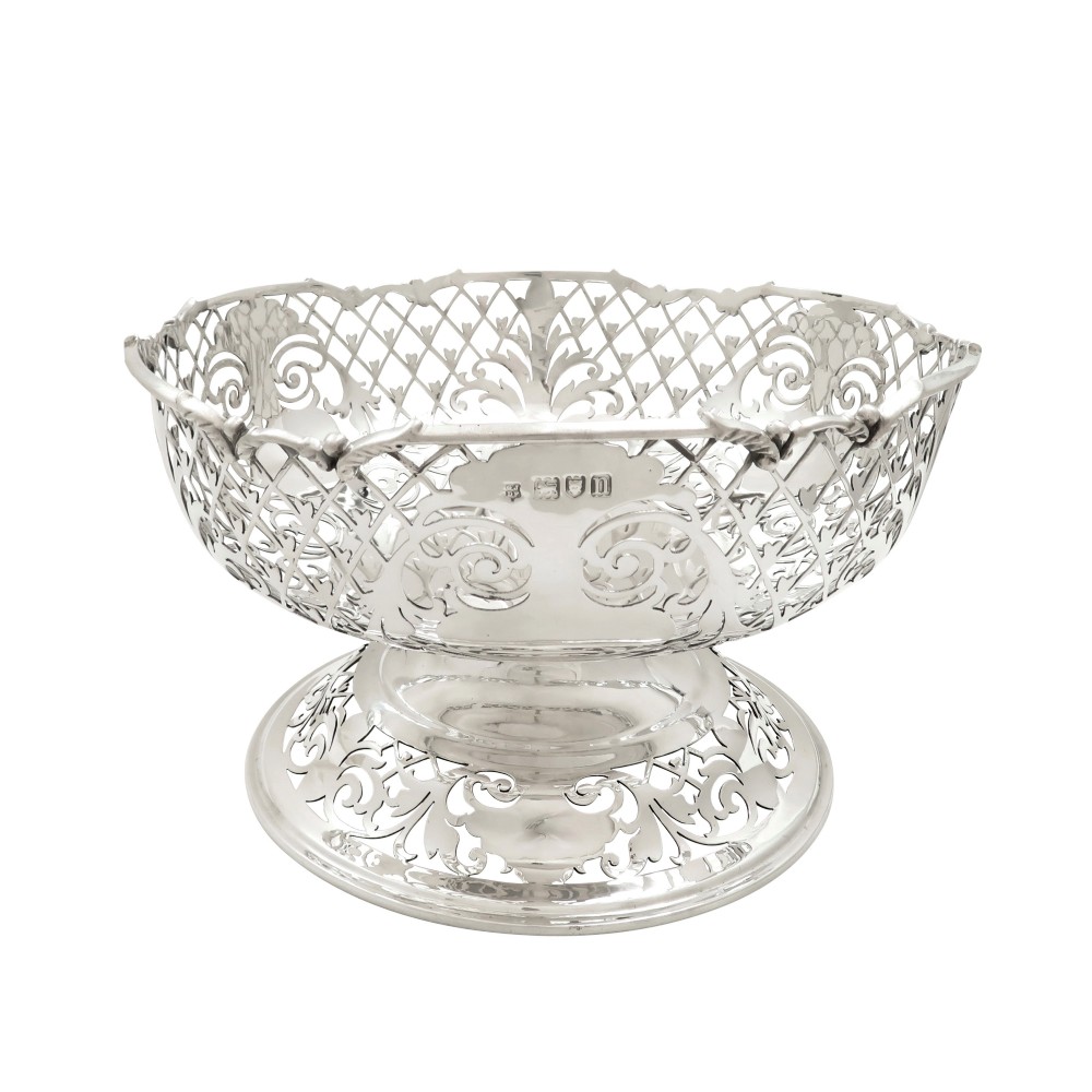 Antique Edwardian Sterling Silver Pierced Bowl on Pedestal Foot 1908