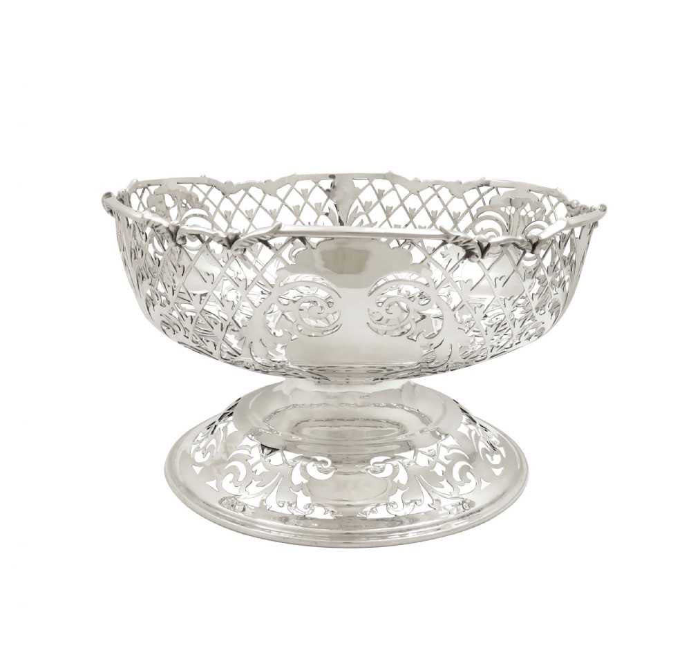Antique Edwardian Sterling Silver Pierced Bowl on Pedestal Foot 1908 View IX