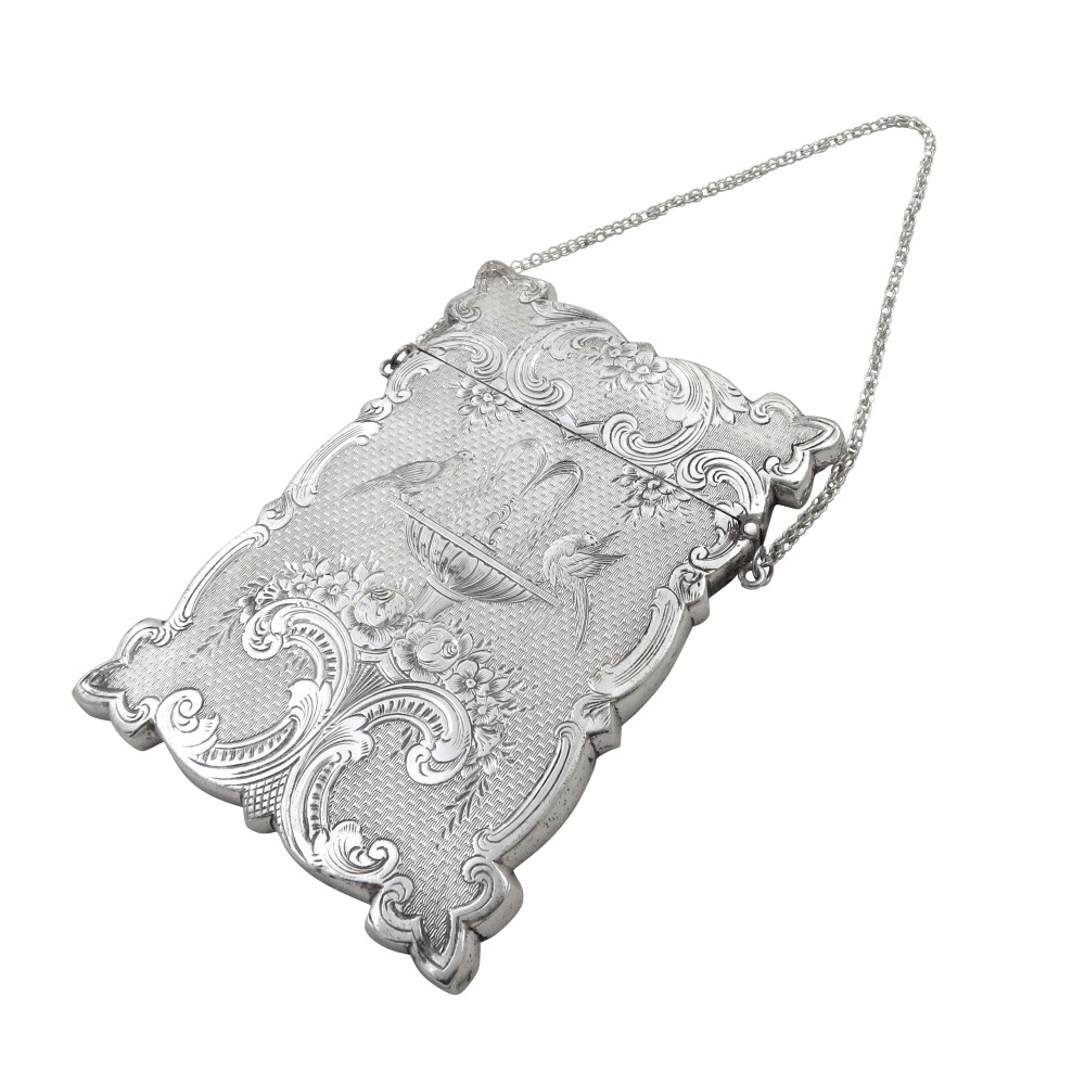 Antique Victorian Sterling Silver Calling Card Case 1859 - Nellie