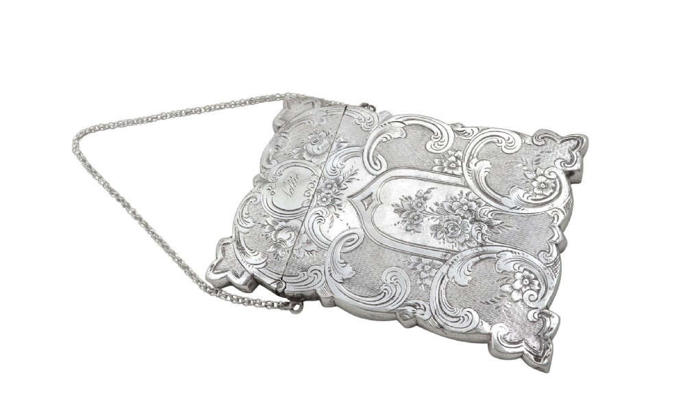Antique Victorian Sterling Silver Calling Card Case 1859 - Nellie View II