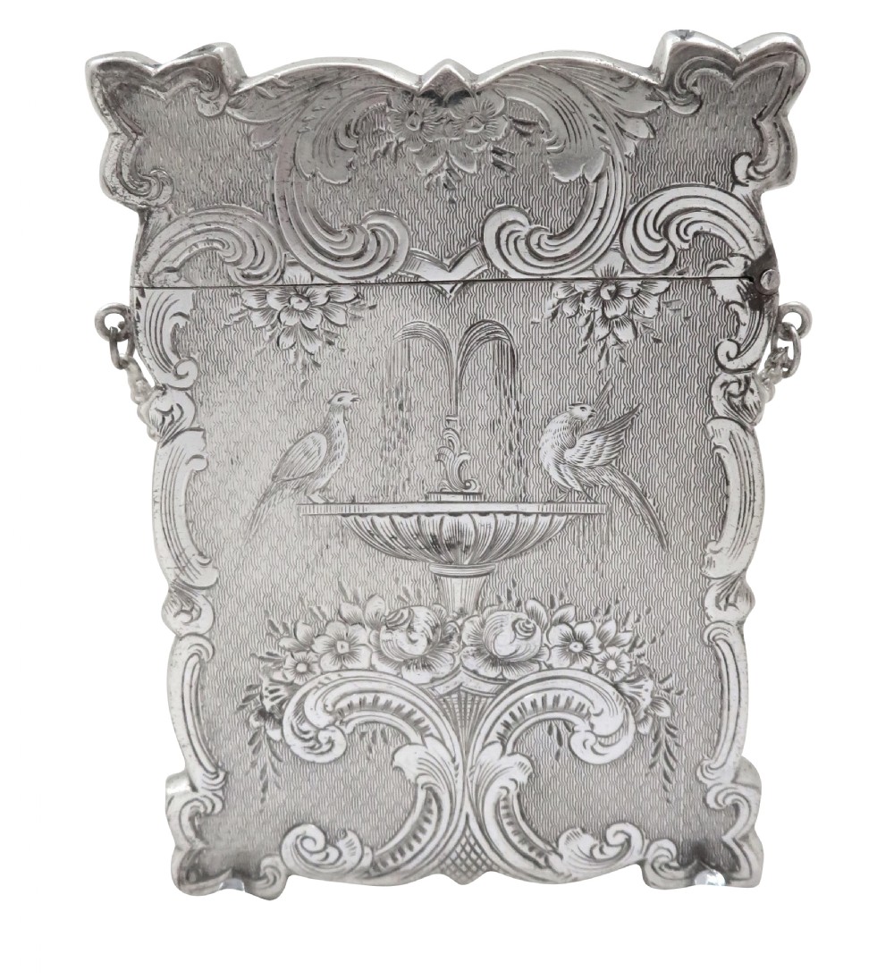 Antique Victorian Sterling Silver Calling Card Case 1859 - Nellie View VIII