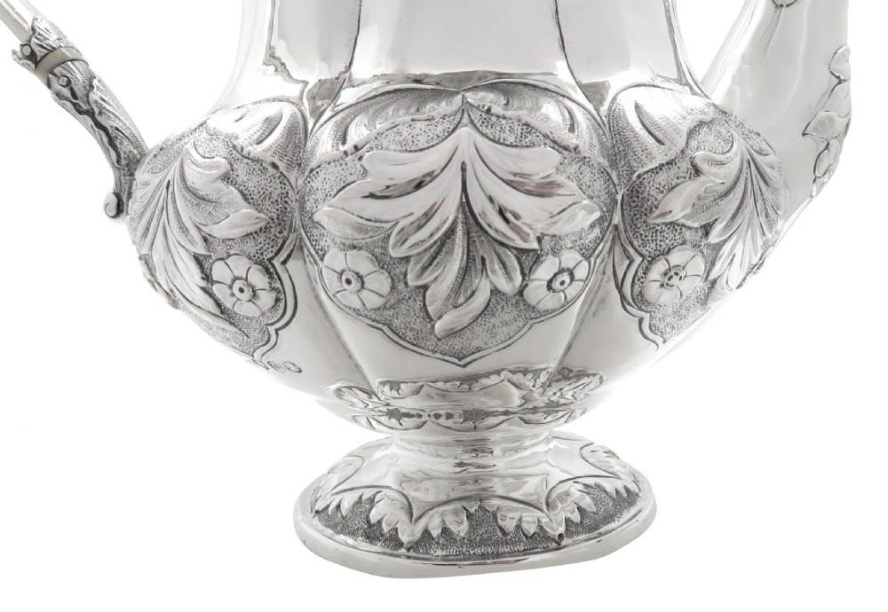 Antique Georgian Sterling Silver Coffee Pot 1829 View V
