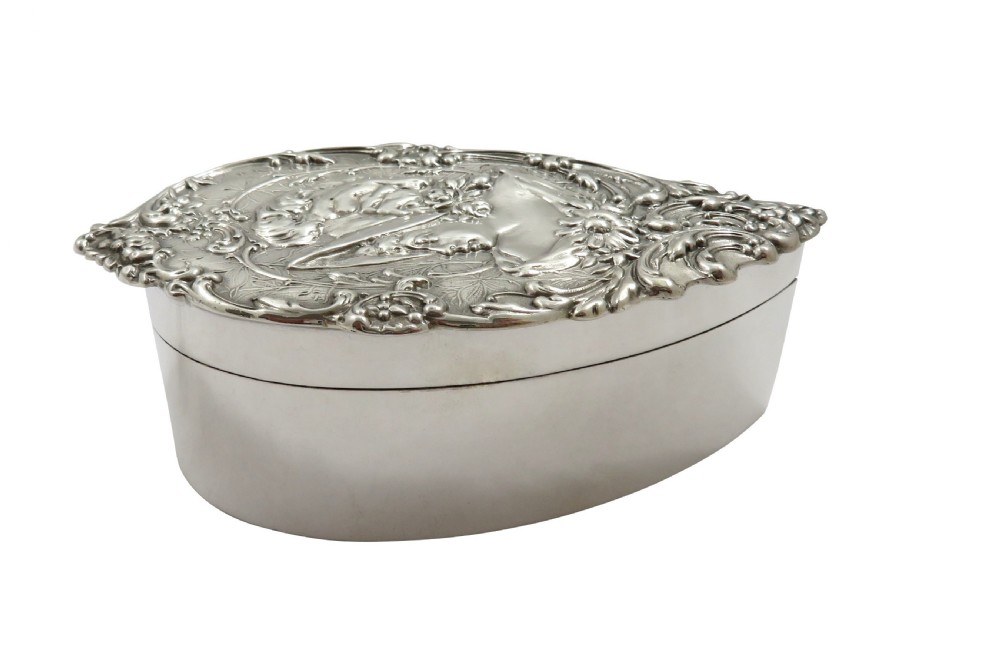 Antique Edwardian Sterling Silver Trinket Box 1901 View VI